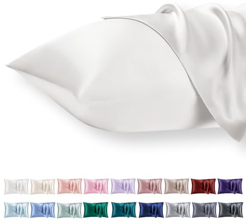 Vielit 2er Set Satin Kissnbezug 40 x 80 mit Zip,Weich wie EIN Silk Pillowcase,wie Seidenkissenbezug Geeignet für Curly Haar,Satin Kopfkissenbezug Kissenbezüge Ivory Kissenhülle