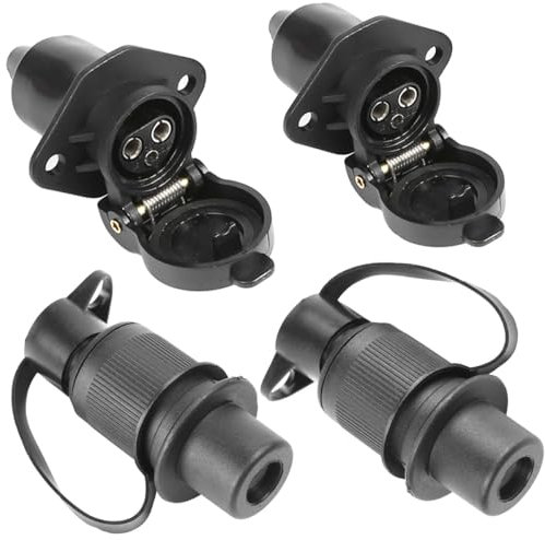 ETUKER 2X Anhänger Stecker 3polig,2xAnhänger Steckdose Flach Dreipoliger Stecker Steckdose 12v Traktor 3pol