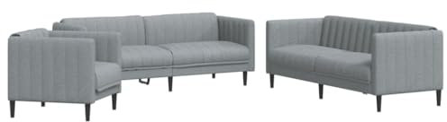 vidaXL Sofagarnitur 3-TLG., Sessel Couch Sofa für Wohnzimmer, Loungesofa Polstersofa mit Stützbeinen, Couchgarnitur Sitzmöbel, Modern, Hellgrau Stoff