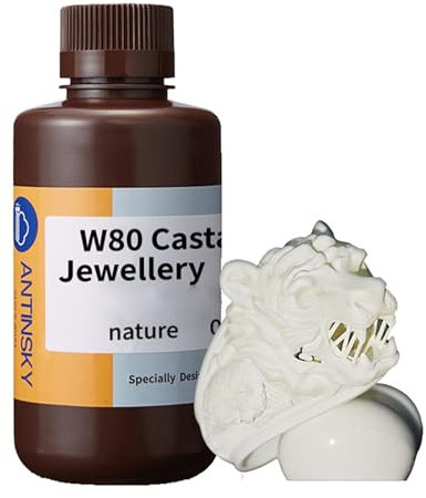 Antinsky W80 Gießbares Schmuckharz für DLP LCD UV härtendes 405 nm Harz 3D Drucker Hoher Wachsanteil 80% Einfach zu drucken zu verwenden und zu brennen Hohe Auflösung Schmuckherstellung Weiß 0,5kg