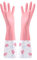 JYJLLM Velvet lining Marigold Gloves Medium for，washing up gloves large，kitchen gloves for washing dishes，Applicable to kitchen Premium Rubber Gloves for Work (1, Pink wide mouth)