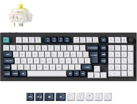 Keychron Q5 Max Wireless Custom Mechanical Keyboard, 2.4 GHz/Bluetooth/Wired Programmable Knob Full Aluminum 96% UK Layout with RGB Hot-swappable Gateron Jupiter Banana Switch for Mac Win Linux