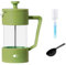 W&M Cafetera - Cafetera Francesa - Prensa Francesa - French Press - Cafetera Manual - Cafetera Acero Inoxidable - Vidrio de Borosilicato - Triple Filtro - Cuchara Medidora + Limpiador - Verde - 600ml