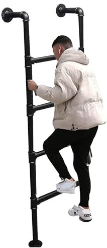 Scala di emergenza in metallo resistente per cantina, 4 8 gradini, capacità di carico 136,1 kg, scala antincendio in ferro battuto, finestra e pozzo scala (130 cm)