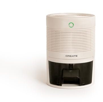 CREATE/Deshumidificador mini 600ml blanco roto/Sistema de apagado automático, eco-friendly, pequeño y manejable, fácil de usar, sistema Peltier, 22W