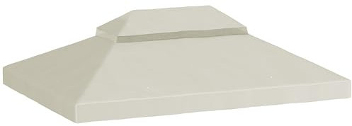 Outsunny Ersatzdach für Pavillon 3 x 4m, wasserdicht PVC Beschichtung Pavillondach, Doppeldach Ersatzbezug für Gartenpavillon, Ersatzteile aus Oxford-Stoff, 370 g/m², Hellgrau