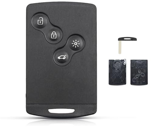 AULESSE Carcasa de Repuesto Llave con Mando a Distancia de 4 Botones, Carcasa Tarjeta Llave del Coche para Renault Clio 4 /Megane 3 /Scenic 3 /Laguna 3 /Captur/Koleos etc.