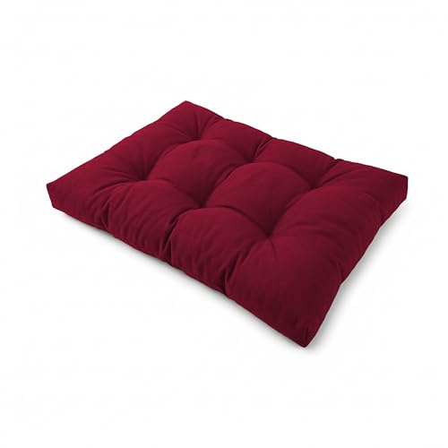 POKAR Coussin Matelassé pour Palettes Euro - 1x Assise 120cm x 80cm x 12cm, en Mousse formée à Froid, très Confortable, Canapé de Jardin, Intérieur et Extérieur, sans Palette, Rouge Foncé