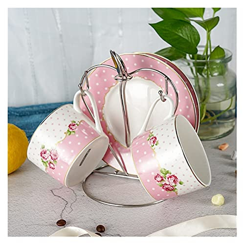 SdaryWare Kaffeetasse Britische Kaffeetasse Nachmittagsteetasse Goldrand Einfaches Teeservice Europäischer Hof Kaffeetasse Untertasse Löffel 2-teiliges Set Teetasse, Ausgefallene Teetassen, Bl
