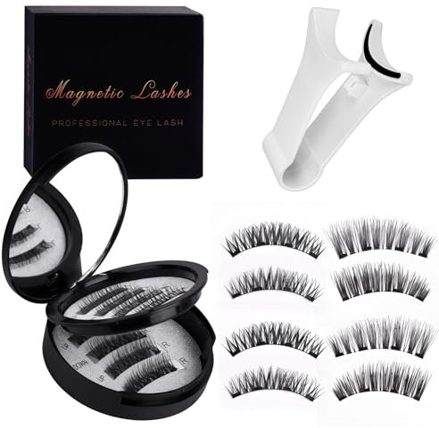 Magnetic false eyelashes,Magnetic Eyelashes,Long Lasting Reusable With Applicator,Magnetic Lashes,Natural Look No Glue or Eye Liner Needed False Eyelashes Waterproof, Easy To Wear(2 pairs)
