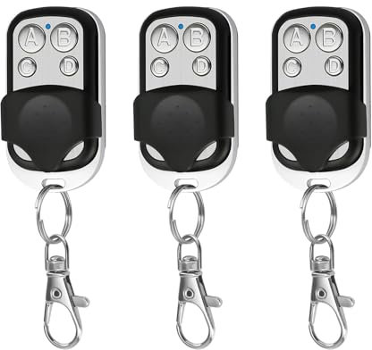Lot de 3 télécommandes universelles pour porte de garage 433,92 MHz, télécommande sans fil avec 4 boutons, télécommande en double pour portes de garage, volets roulants, portails électriques et