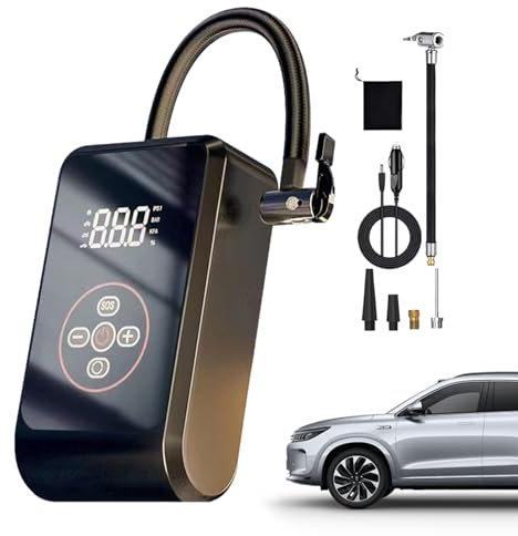 Tire Pump for Car - Electric Inflator for Motorcycle Wheel | Portable Air Compressor Pump Smart Electric Tire Inflator for Car, Motorcycle, Bike