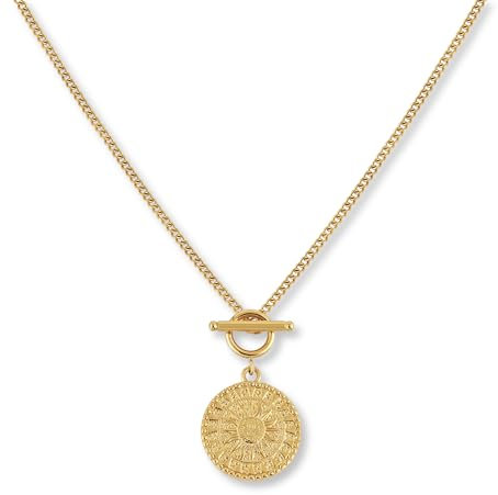 GD GOOD.designs Kette Sonne – Wasserfeste Halskette Damen Gold mit Sonnen Anhänger aus 316L Edelstahl in 18K Vergoldet – Verstellbar (45 cm – 50 cm)