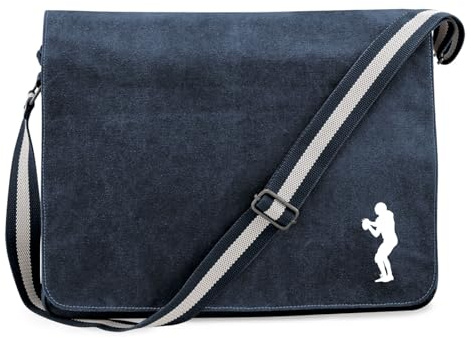 Huuraa Umhängetasche American Football Silhouette Geschenk | Messenger Bag mit Schultergurt 14 Liter Schultertasche Canvas Laptoptasche Geschenkidee Crossbody Tasche