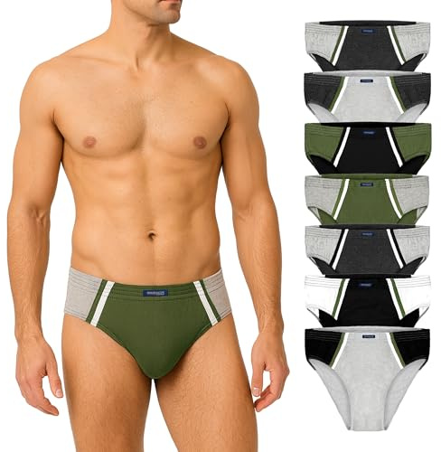 BRUBAKER 7er Pack Herren Sportslips - Farbige Slips aus Baumwolle | Retro Unterhosen ohne Eingriff - Unterwäsche für den Alltag und Sport