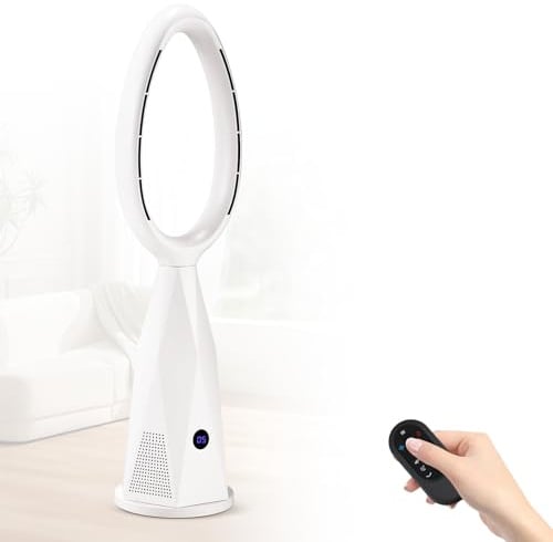 Moongiantgo 46 2-in-1 Bladeless Tower Fan & Heater with Remote Control & HEPA Filter - 10 Speeds, 80° Oscillating, 9H Timer, Sleep Mode, Fall-Over Protection, Ideal for Room/Home/Office (46)