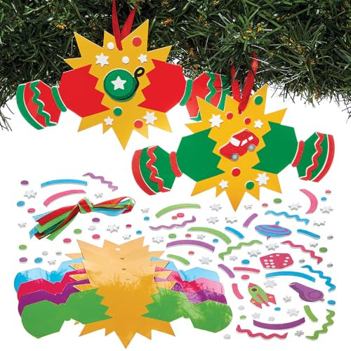 Baker Ross FN679 Christmas Cracker Mix & Match Decoration Kits – Pack of 6, Christmas Craft Sets for Holiday Cracker Decorations