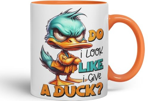 Vixar Do I Look Like I Give a Duck? Coloured Ceramic Mug Cup 11oz Funny Sarcastic Gift (Orange)