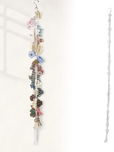 VelvetGlow Hair Claw Clip Organizer mit 20 Ringen, hängender Halter für Haarspangen, Claw Clips Hanger Home Decor, Aufbewahrung für Frauen und Mädchen, Wand- und Türdekoration