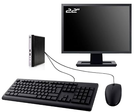 HP PC ProDesk 400 G3 Mini Ecran 22 Intel I7-6700T RAM 8Go SSD 480Go W11 WiFi