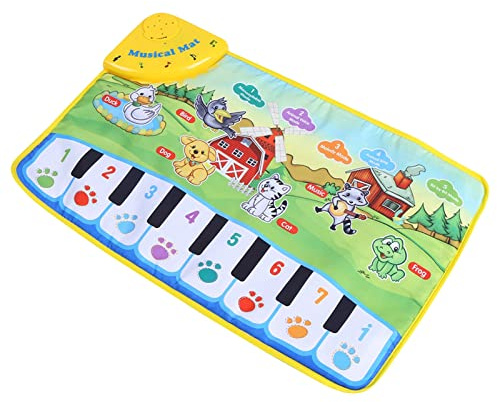RASTKY Baby-Musikmatte, Klaviermatte mit Tiergesang, Interaktives Lernspielzeug für Kleinkinder mit Lebendigen Farben und Bauernhofmuster-Design, Fördert das Hören und die Kognitive Entwicklung