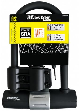 Zertifiziertes hochbeanspruchbares Fahrrad-Bügelschloss Master Lock 8377EURDPRO, Universal-Halterung mit Schlüsselverriegelung