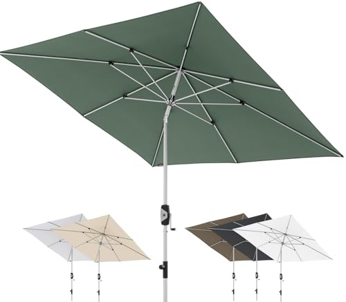 Knirps Sombrilla automática 240x240cm Aloe | innovadora protección UV con apertura y cierre automáticos | de jardín resistente | de terraza compacta | gran superficie de sombra