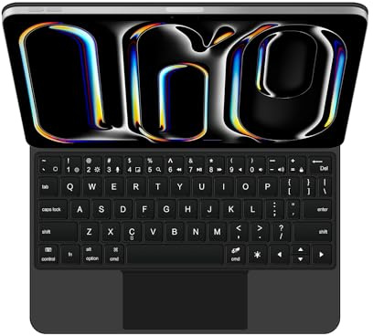 GUPENAA Tastatur-Hülle für iPad Pro 27,9 cm (M4) 2024, Easy-Set Magic Floating Cantilever Ständer, 7 Farben Hintergrundbeleuchtung, integriertes Trackpad, Schwarz, Englisch