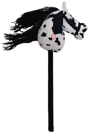 Fxzqgnh Plüsch Steckpferd, Steckenpferd Reitspielzeug, Halloween Dekoration mit Soundeffekten, Steckenpferd für Jungen, Mädchen Und Kinder Ab 3 Jahren, Schwarz-weiss