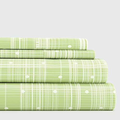 Linen Market 4 Piece King Bedding Sheet Set (Moss Polka) - Sleep Better Than Ever with These Ultra-Soft & Cooling Bed Sheets for Your King Size Bed - Deep Pocket Fits 16 Mattress