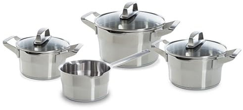 BK COOKWARE B4431.004 BK Premium+ 4-tlg Kochtopf-Set (18/10 Edelstahl, Glas)