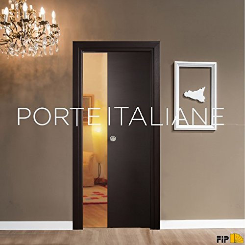 Porta porte scorrevole scomparsa interno muro da 80x210 Wenge con serratura