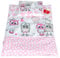 BABYLUX 2 tlg. Set Bezug für Kinderwagen Stubenwagen oder Wiege Garnitur Bettwäsche Kissen Decke 60 x 78 cm (103. Eule Rosa)