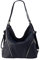 SH Leder 2in1 Handtasche Rucksack Damen Schultertasche Daypack CityRucksack aus Echt genarbt Leder (B 35cm x H 34cm xT 12cm) Sara G689 (Dunkel Blau)