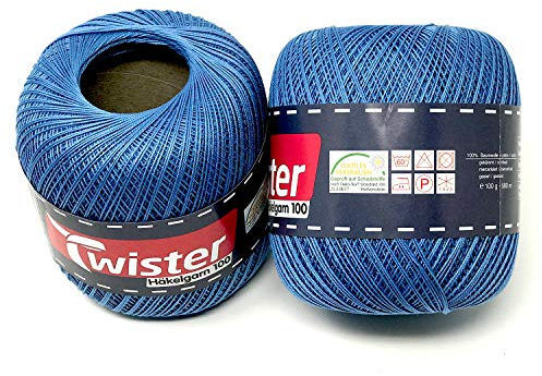Twister Häkelgarn blau Handstrickgarn Baumwollgarn 2x100g