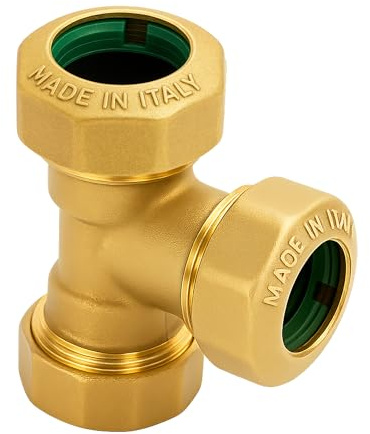 PE Rohr Verschraubung *MESSING Fitting Kupplung Winkel Klemmverbinder Muffe (T-Stück 32 mm)