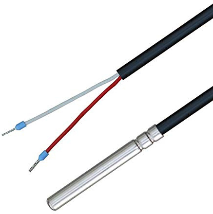 iOVEO 035HP02207 - PT1000 - Temperaturfühler mit PVC-Leitung bis 105°C, Temperatursensor, Speicherfühler, Fühler, Heizung, 7 Meter