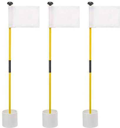 Murray Sporting Goods Golf Flagsticks, Flags and Cups, Set of 3 | Mini Golf Flagsticks with Holes for Putting or Chipping Greens | Putting Green Poles, Cups and Flags in Red, White and Blue (White)