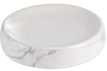 Douceur d'Intérieur, Porte-Savon (Diamètre 11 x 2.5 cm) Marbre, Céramique Imprimée