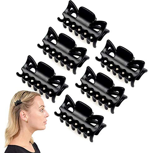 Basic Sense 1.6 Inch Small Hair Claw Clips for All Hair Types, Strong Hold Durable, 6 Pcs