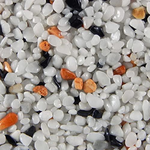 Terralith Steinteppich Marmor Komplett-Set für 1qm - Körnung: fein - 2-4mm mit Polyurethan Bindemittel - für Außen in weiß (mix palermo)