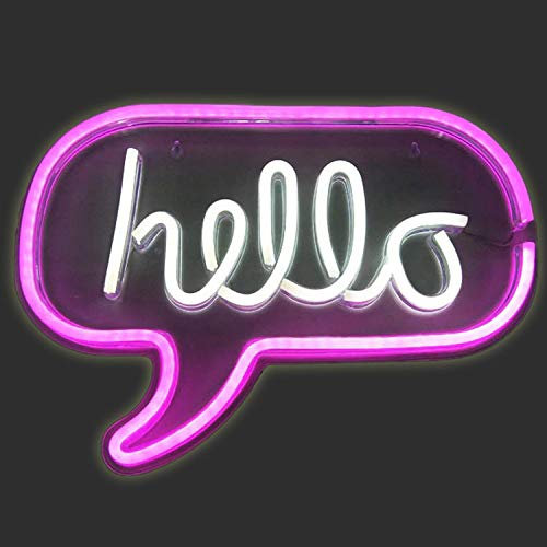 Hello Neonlicht LED Schild USB Beleuchtung pink weiß Leuchtreklame Reklame Licht Kunst Neonlichter Bar Party Wand Dekoration Weihnachten Geburtstag Wohnzimmer Kindergeschenk dekorative Wandbeleuchtung