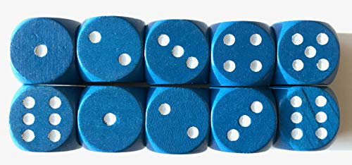 Spieltz Cubo per occhi in legno extra grande (20 mm), ad esempio per giochi XL, per bambini piccoli, per anziani (10 cubi, blu con occhi bianchi)