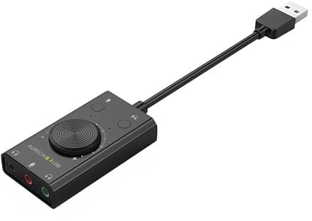 TerraTec AUREON 5.1 USB Externe Soundkarte 2 in 1 USB Stereo Sound Card Adapter mit Lautstärkeregler und Volume Kontrolle Plug & Play für PC, Notebook, Tablet, MacBook