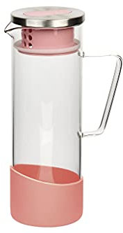 Jarra de cristal borosilicato I Capacidad 1300 ml I Color rosa I Medidas 27,5 x 16,5 cm ø 10 cm