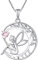 FJ Collier Femme Collier Ange Gardien Argent Sterling 925 Pendentif Arbre de Vie Lune Collier Pierre de Naissance Octobre Tourmaline Rose Bijoux Cadeaux pour Femme Fille