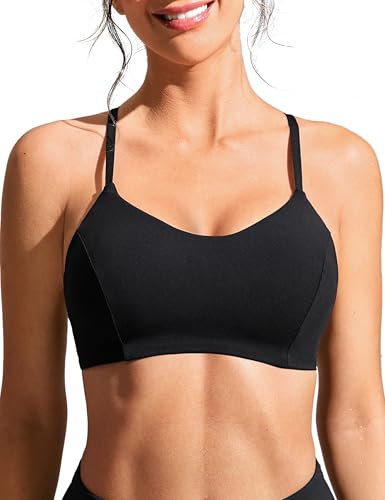 CRZ YOGA Women's Costume da Bagno con Lacci Incrociati Bikini Top Swim Reggiseno Sportivo Nero 48
