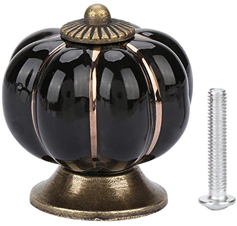 Keramik-Schrankknöpfe,Schicke Schubladenknöpfe, Antike Kürbis-Küchenschrankgriffe, Runde Möbel-Türknäufe für Schränke Schubladen Schuhschränke Bücherregale(Schwarz)