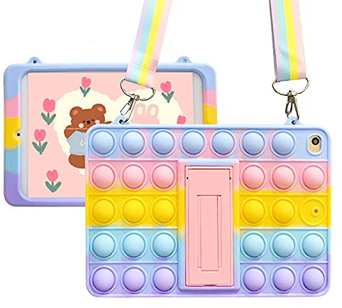 XZC Funda para iPad Mini 6 2021(6.a generación,8,3 Pulgadas) A2567/A2568/A2569 Push Pop de Silicona a Prueba de Golpes con Soporte Plegable y cordón (iPad Mini 6)
