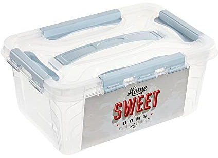 keeeper Sweet Home Aufbewahrungsbox mit Deckel und Klickverschlüssen, Dreh- und stapelbar, 4,2 L, lina, Rachblau
